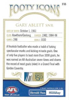 2008 Select Herald Sun AFL - Footy Icons #FI8 Gary Ablett Sr. Back